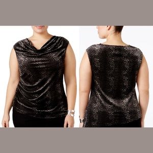 NWT Calvin Klein‎ Cowl Neck Sleeveless Velvet Top